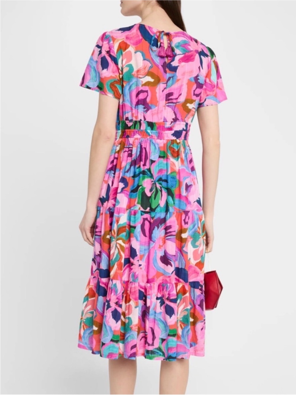 Johnny Was Smocked Tier Dress Womens M Ambre Floral NEW Floral Cotton Midi - Picture 2 of 14